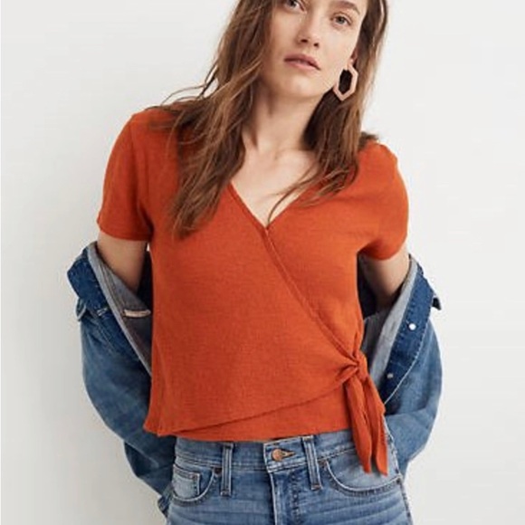 Madewell Texture & Thread Cream Crepe Puff Sleeve Tie Front Blouse - Picture 2 of 2